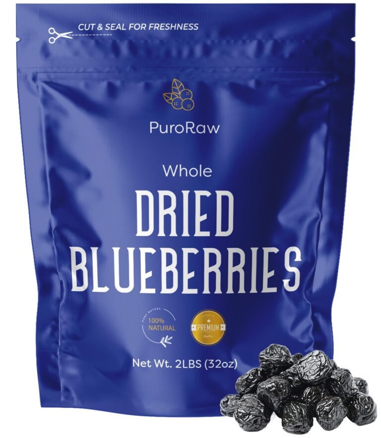 Two-pound bag of PuroRaw whole dried blueberries