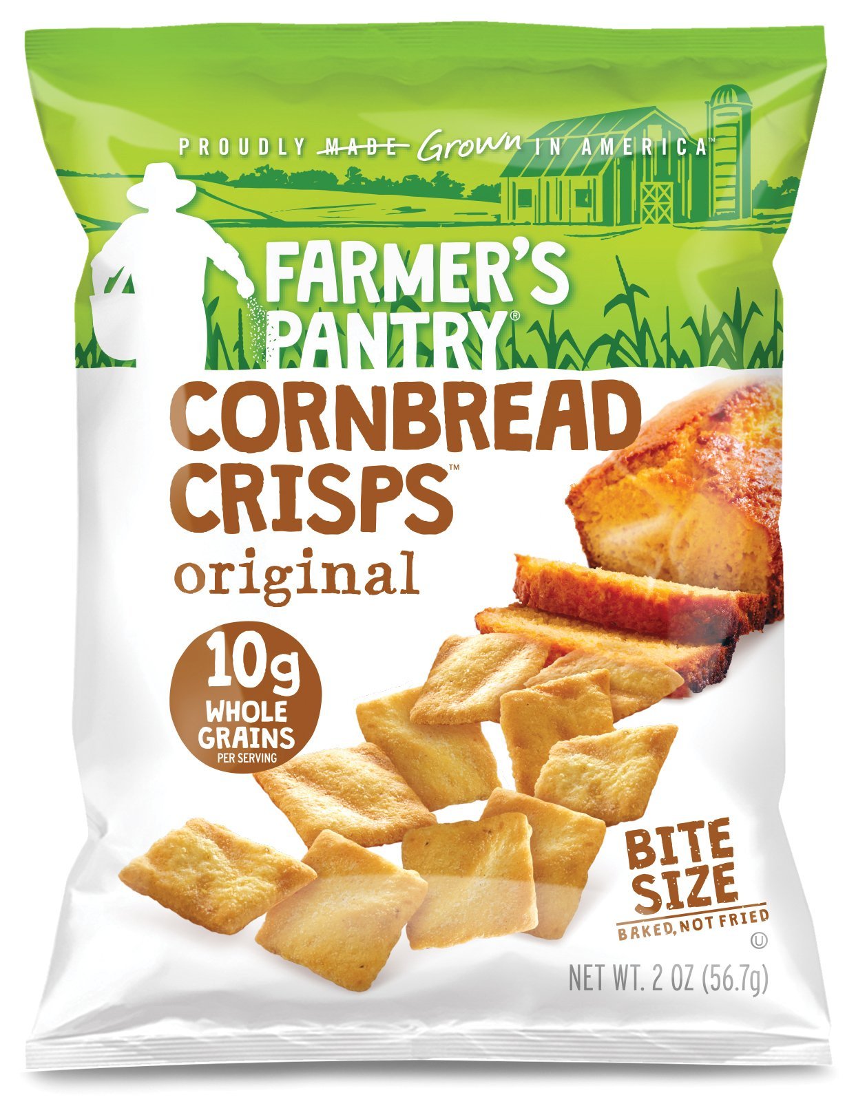 Farmer's Pantry original cornbread crisps, bite-sized, baked, not fried