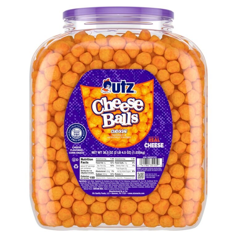Large jar of Utz Cheddar Cheese Balls