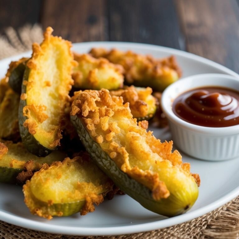 Fried pickles with crispy breading and ketchup
