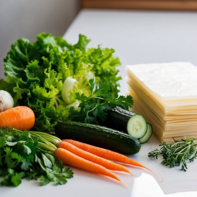 Fresh vegetables and rice paper wrappers